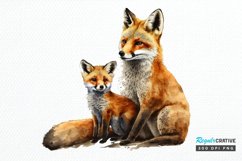 Watercolor Mom and Baby Fox PNG Clipart Product Image 1