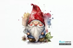 Watercolor Christmas Gnome PNG Clipart Product Image 1