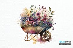 Watercolor Floral Wheelbarrows PNG Clipart Product Image 1
