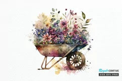 Watercolor Floral Wheelbarrows PNG Clipart Product Image 1
