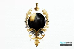 Watercolor Black and Gold Antique PNG Clipart Product Image 1