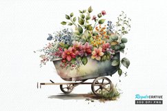 Watercolor Floral Wheelbarrows PNG Clipart Product Image 1