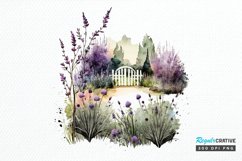 Watercolor Lavender Garden PNG Clipart Product Image 1