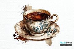 Watercolor Vintage Coffee Cup PNG Clipart Product Image 1