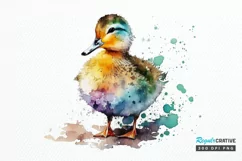 Watercolor Cute Colorful Duck PNG Clipart Product Image 1