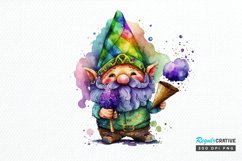 Watercolor Cute Gnome Mardi Gras PNG Clipart Product Image 1