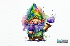Watercolor Cute Gnome Mardi Gras PNG Clipart Product Image 1