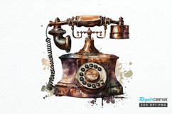 Watercolor Antique Telephone PNG Clipart Product Image 1