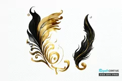 Watercolor Black and Gold Antique PNG Clipart Product Image 1