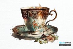 Watercolor Vintage Coffee Cup PNG Clipart Product Image 1