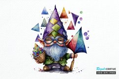 Watercolor Cute Gnome Mardi Gras PNG Clipart Product Image 1