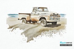 Watercolor Beach Truck PNG Clipart Product Image 1