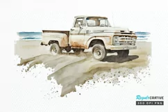 Watercolor Beach Truck PNG Clipart Product Image 1