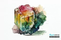 Watercolor Raw Tourmaline Crystal PNG Clipart Product Image 1