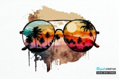 Watercolor Vintage Sunglasses Sunset PNG Clipart Product Image 1