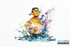 Watercolor Cute Colorful Duck PNG Clipart Product Image 1