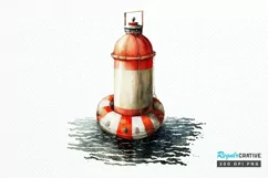 Watercolor Nautical Buoy PNG Clipart Product Image 1
