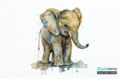 Watercolor Baby Elephant PNG Clipart Product Image 1