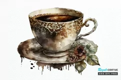 Watercolor Vintage Coffee Cup PNG Clipart Product Image 1