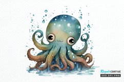 Watercolor Cute Octopus PNG Clipart Product Image 1