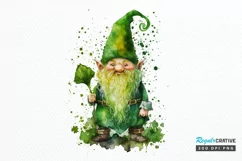 Watercolor St. Patricks Happy Green Gnome PNG Clipart Product Image 1