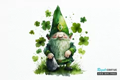 Watercolor St. Patricks Happy Green Gnome PNG Clipart Product Image 1