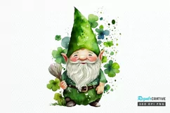Watercolor St. Patricks Happy Green Gnome PNG Clipart Product Image 1