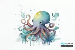 Watercolor Cute Octopus PNG Clipart Product Image 1