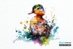 Watercolor Cute Colorful Duck PNG Clipart Product Image 1