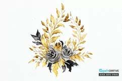 Watercolor Black and Gold Antique PNG Clipart Product Image 1