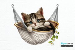 Watercolor Cute Cat in a Hammock PNG Clipart Product Image 1