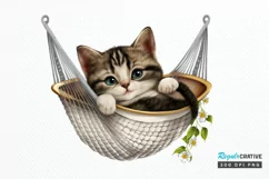 Watercolor Cute Cat in a Hammock PNG Clipart Product Image 1