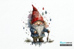 Watercolor Christmas Gnome PNG Clipart Product Image 1