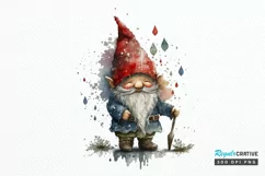 Watercolor Christmas Gnome PNG Clipart Product Image 1