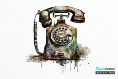 Watercolor Antique Telephone PNG Clipart Product Image 1