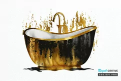 Watercolor Black and Gold Antique PNG Clipart Product Image 1