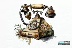 Watercolor Antique Telephone PNG Clipart Product Image 1