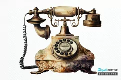 Watercolor Antique Telephone PNG Clipart Product Image 1