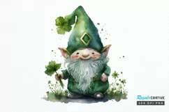 Watercolor St. Patricks Happy Green Gnome PNG Clipart Product Image 1