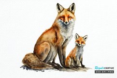 Watercolor Mom and Baby Fox PNG Clipart Product Image 1