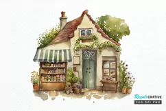 Watercolor Whimsical Village Shop PNG Clipart Product Image 1
