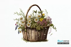 Basket of Wildflowers PNG Clipart Product Image 1