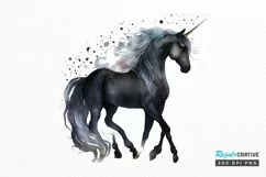 Watercolor Night Unicorn PNG Clipart Product Image 1