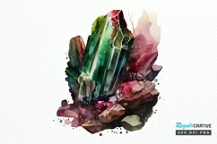 Watercolor Raw Tourmaline Crystal PNG Clipart Product Image 1