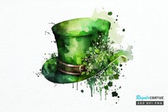 Watercolor Green Hat St.Patrick&#039;s Day PNG Clipart Product Image 1