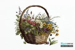 Basket of Wildflowers PNG Clipart Product Image 1