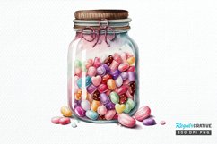 Watercolor Candy in Jar Valentine Day PNG Clipart Product Image 1