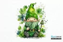 Watercolor St. Patricks Happy Green Gnome PNG Clipart Product Image 1