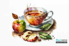 Watercolor Cinnamon Apple Tea PNG Clipart Product Image 1