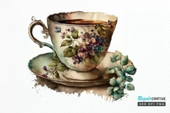 Watercolor Vintage Coffee Cup PNG Clipart Product Image 1